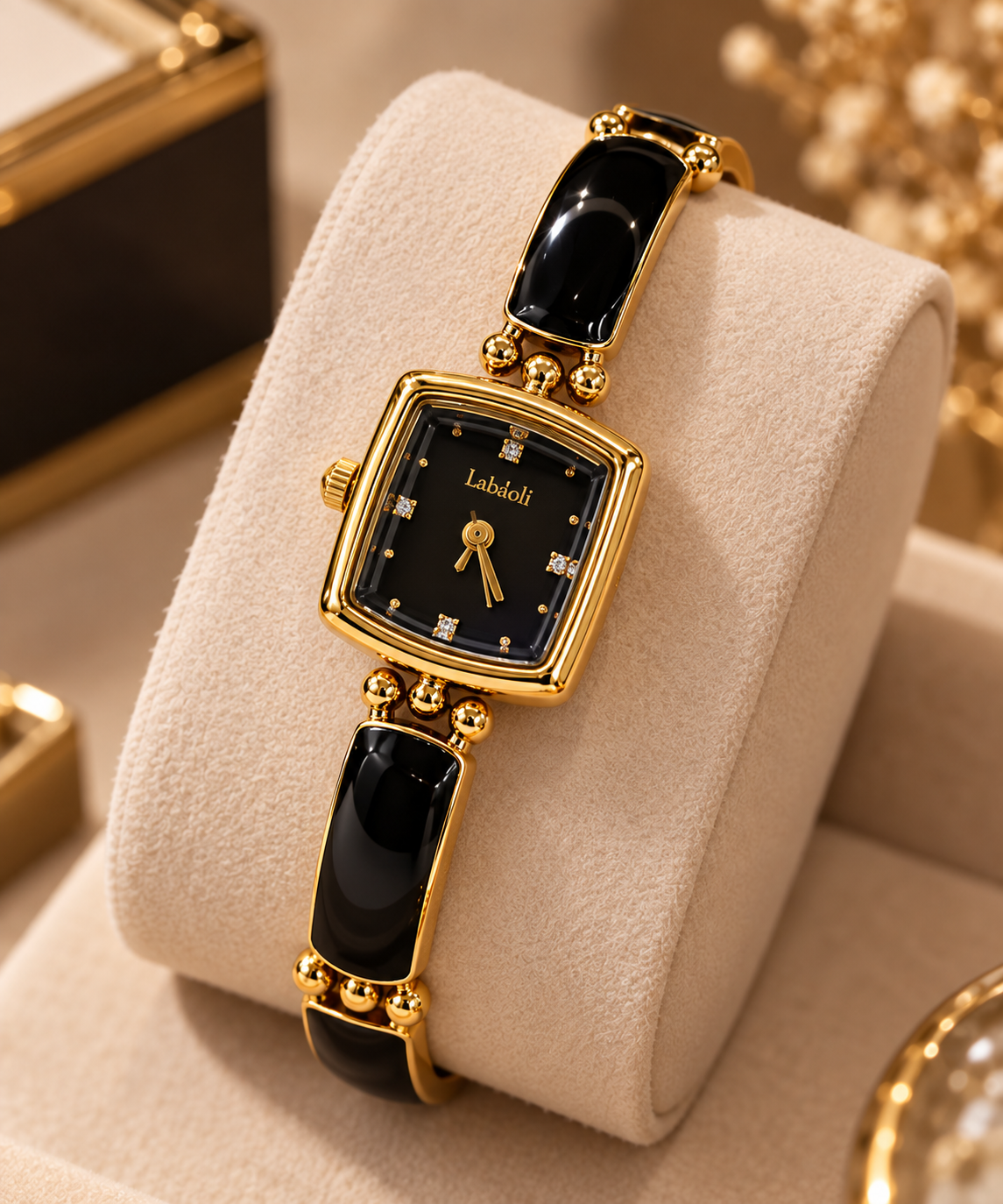 Luxury Gold and Black Wristwatch